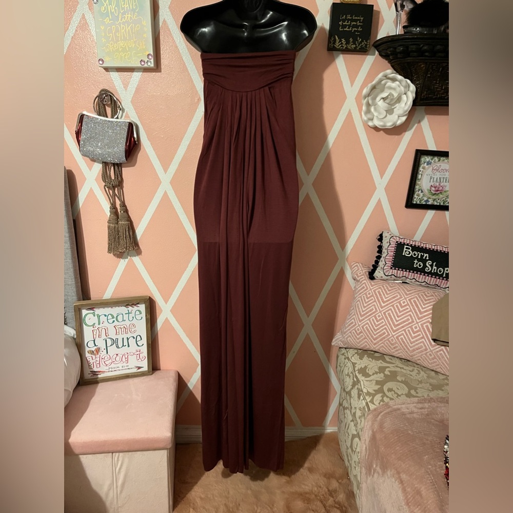 Rachel Pally Fortuna Strapless Dress Burgundy - Picture 7 of 8